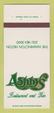 Matchbook Cover - Ashby's Restaurant Washington Hilton DC? 30 Strk SAMPLE