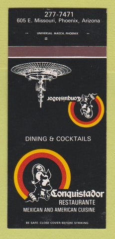 Matchbook Cover - Conquistador Mexican Restaurant Phoenix AZ 30 Strk SAMPLE