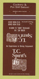 Matchbook Cover - TC Spirit's Restuarant Crystal Lake IL 30 Strk SAMPLE