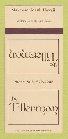 Matchbook Cover - The Tillerman Maui Hawaii Makawao 30 Strk SAMPLE