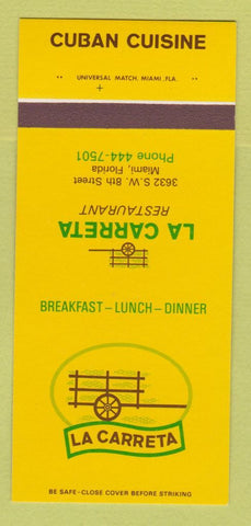 Matchbook Cover - La Carreta Restaurant Miami FL Cuban 30 Strk SAMPLE