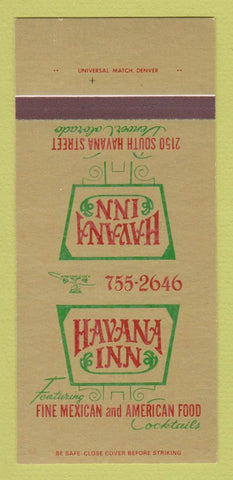 Matchbook Cover - Havana Inn Mexican Food Denver Colorado 30 Strk SAMPLE
