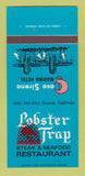 Matchbook Cover - Lobster Trap Restaurant Oxnard CA 30 Strk SAMPLE