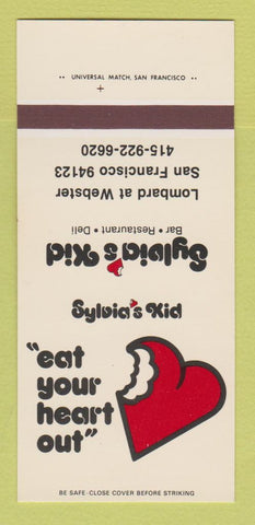 Matchbook Cover - Sylvia's Kid Deli Restaurant San Francisco CA 30 Strk SAMPLE