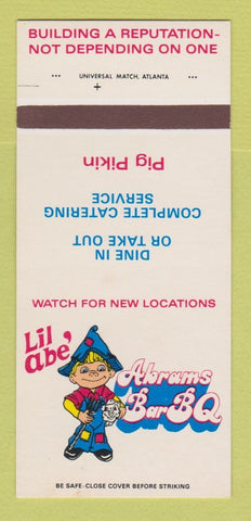 Matchbook Cover - Abrams BBQ Tarboro NC 30 Strk SAMPLE