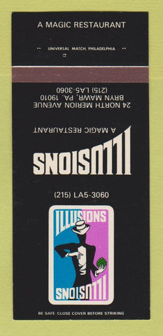 Matchbook Cover - Illusions Magic Restaurant Bryn Mawr PA 30 Strk SAMPLE