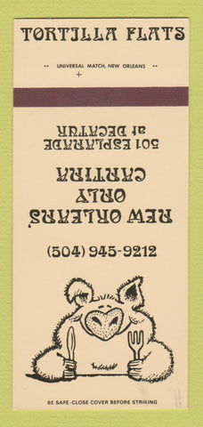 Matchbook Cover - Tortilla Flats New Orleans LA 30 Strk SAMPLE