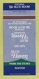 Matchbook Cover - Blue Haven Restaurant Gainesville GA 30 Strk SAMPLE
