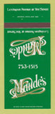Matchbook Cover - Maude's Restaurant New York City 30 Strk SAMPLE