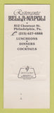 Matchbook Cover - Ristorante Bella Napoli Philadelphia PA 30 Strk SAMPLE