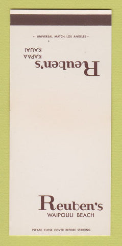 Matchbook Cover - Reuben's Waipouli Beach Kauai Hawaii 30 Strk SAMPLE