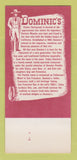 Matchbook Cover - Dominic's Harbor Restaurant San Rafael CA 30 Strk SAMPLE