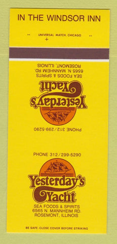 Matchbook Cover - Yesterday's Yacht Windsor Inn Rosemont IL 30 Strk SAMPLE