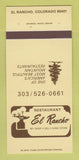 Matchbook Cover - El Rancho Restaurant El Rancho Colorado 30 Strk SAMPLE