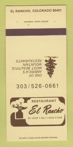 Matchbook Cover - El Rancho Restaurant El Rancho Colorado 30 Strk SAMPLE