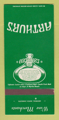 Matchbook Cover - Arthur's Wine Merchants Myrtle Beach SC 30 Strk SAMPLE