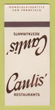 Matchbook Cover Canlis Restaurants San Francisco Seattle Honolulu 30 Strk SAMPLE