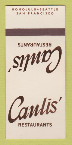 Matchbook Cover Canlis Restaurants San Francisco Seattle Honolulu 30 Strk SAMPLE