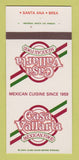 Matchbook Cover - Casa Vallarta Mexican Food Santa Ana Brea CA 30 Strk SAMPLE