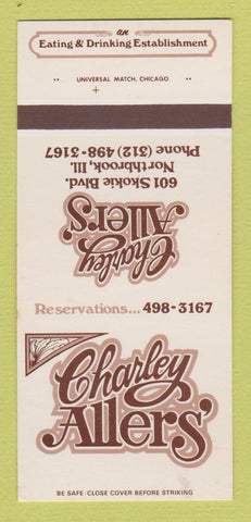 Matchbook Cover - Charley Allers' Northbrook IL restaurant 30 Strk SAMPLE