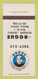 Matchbook Cover - The Rogue Restaurant Monterey CA 30 Strk SAMPLE