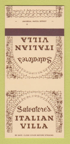 Matchbook Cover - Salvatore's Italian Villa Garden City MI 30 Strk SAMPLE