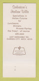 Matchbook Cover - Salvatore's Italian Villa Garden City MI 30 Strk SAMPLE