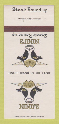 Matchbook Cover - Nino's Steak Round Up WI CHAIN 30 Strk SAMPLE