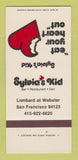 Matchbook Cover - Sylvia's Kid Deli Restaurant San Francisco CA 30 Strk SAMPLE