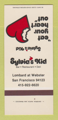 Matchbook Cover - Sylvia's Kid Deli Restaurant San Francisco CA 30 Strk SAMPLE