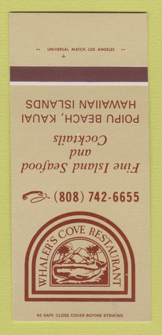 Matchbook Cover - Whaler's Cove Restaurant Kauai Hawaii 30 Strk SAMPLE