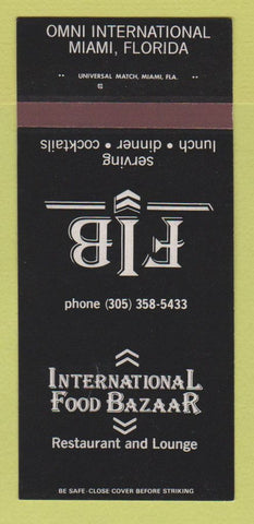 Matchbook Cover - International Food Bazaar Miami FL 30 Strk SAMPLE