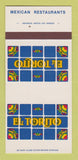 Matchbook Cover - El Torito Mexican Restaurants CHAIN CA WA TX 30 Strk SAMPLE