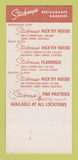 Matchbook Cover - Stickney's Restaurant Palo Alto Redwood City CA 30 Strk SAMPLE