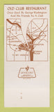 Matchbook Cover - Old Club Restaurant Alexandria VA 30 Strk SAMPLE
