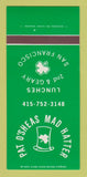 Matchbook Cover - Pat O'Sheas Mad Hatter San Francisco CA 30 Strk SAMPLE