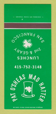 Matchbook Cover - Pat O'Sheas Mad Hatter San Francisco CA 30 Strk SAMPLE