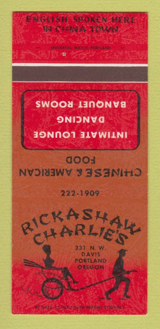 Matchbook Cover - Rickashaw Charlie's Restaurant Portland OR 30 Strk SAMPLE