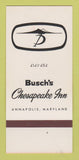 Matchbook Cover - Busch's Chesapeake Inn Annapolis MD 30 Strk SAMPLE