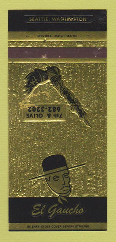 Matchbook Cover - El Gaucho Restaurant Seattle WA 30 Strk SAMPLE