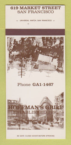 Matchbook Cover - Hoffman's Grill San Francisco CA 30 Strk SAMPLE