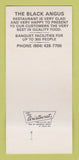 Matchbook Cover - Black Angus Restaurant Virginia Beach VA 30 Strk SAMPLE
