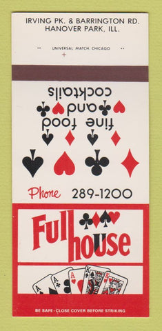 Matchbook Cover - Full House Restaurant Hanover Park IL 30 Strk SAMPLE