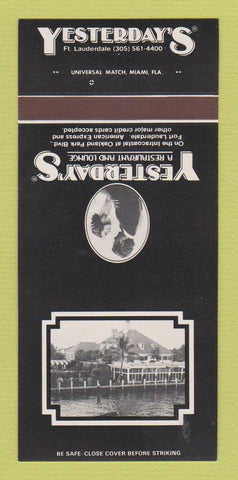 Matchbook Cover - Yesterday's Restaurant Fort Lauderdale FL 30 Strk SAMPLE