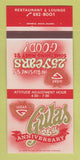 Matchbook Cover - Gulas Restaurant Lounge Chattanooga? TN? 25th 30 Strk SAMPLE
