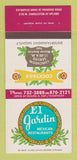 Matchbook Cover - El Jardin Mexican Restaurants Las Vegas NV 30 Strk SAMPLE