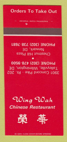 Matchbook Cover Wing Wah Chinese Restaurant Newark DE Wilmington  30 Strk SAMPLE