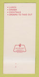 Matchbook Cover Wing Wah Chinese Restaurant Newark DE Wilmington  30 Strk SAMPLE
