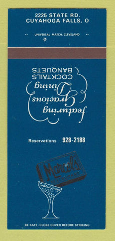 Matchbook Cover - Marcel's Restaurant Cuyahoga Falls OH 30 Strk SAMPLE