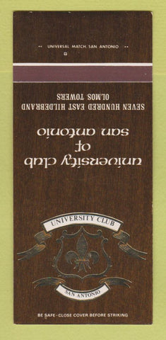Matchbook Cover - University Club of San Antonio TX 30 Strk SAMPLE